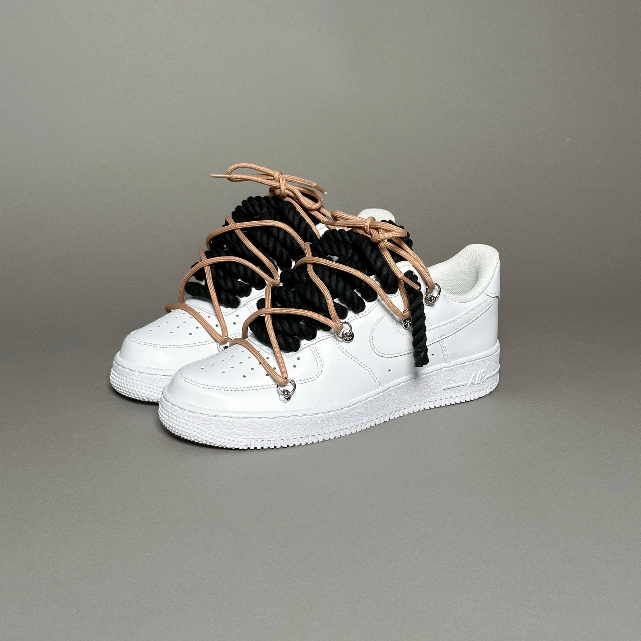 Nike Air Force 1 White “Rope Laces Black” Triple Camel V1 - EV8 Style