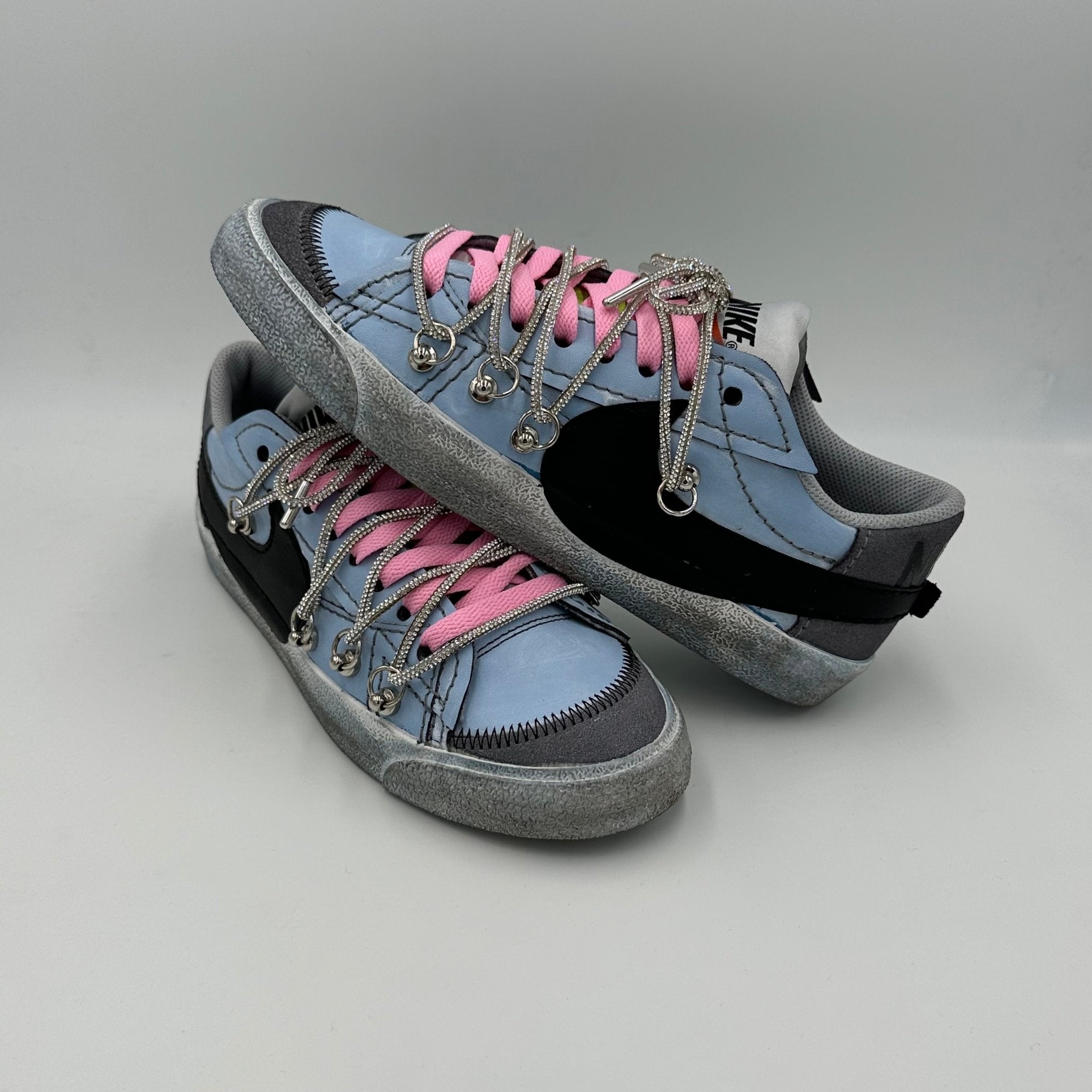 Nike Blazer Low '77 Jumbo Charcoal Grey Pink “Over Laces Swarovski” - EV8 Style