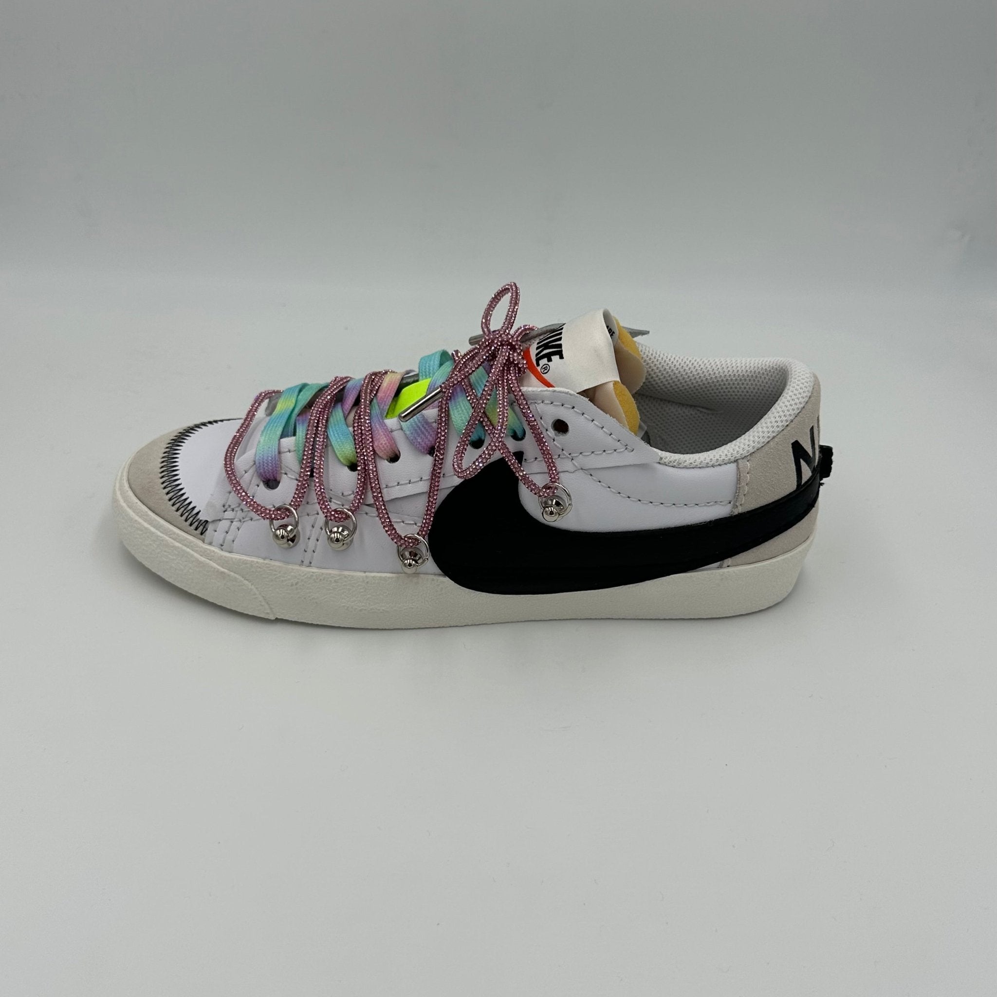 Nike Blazer Low '77 Jumbo White & Rainbow “Over Laces Swarovski Pink" - EV8 Style