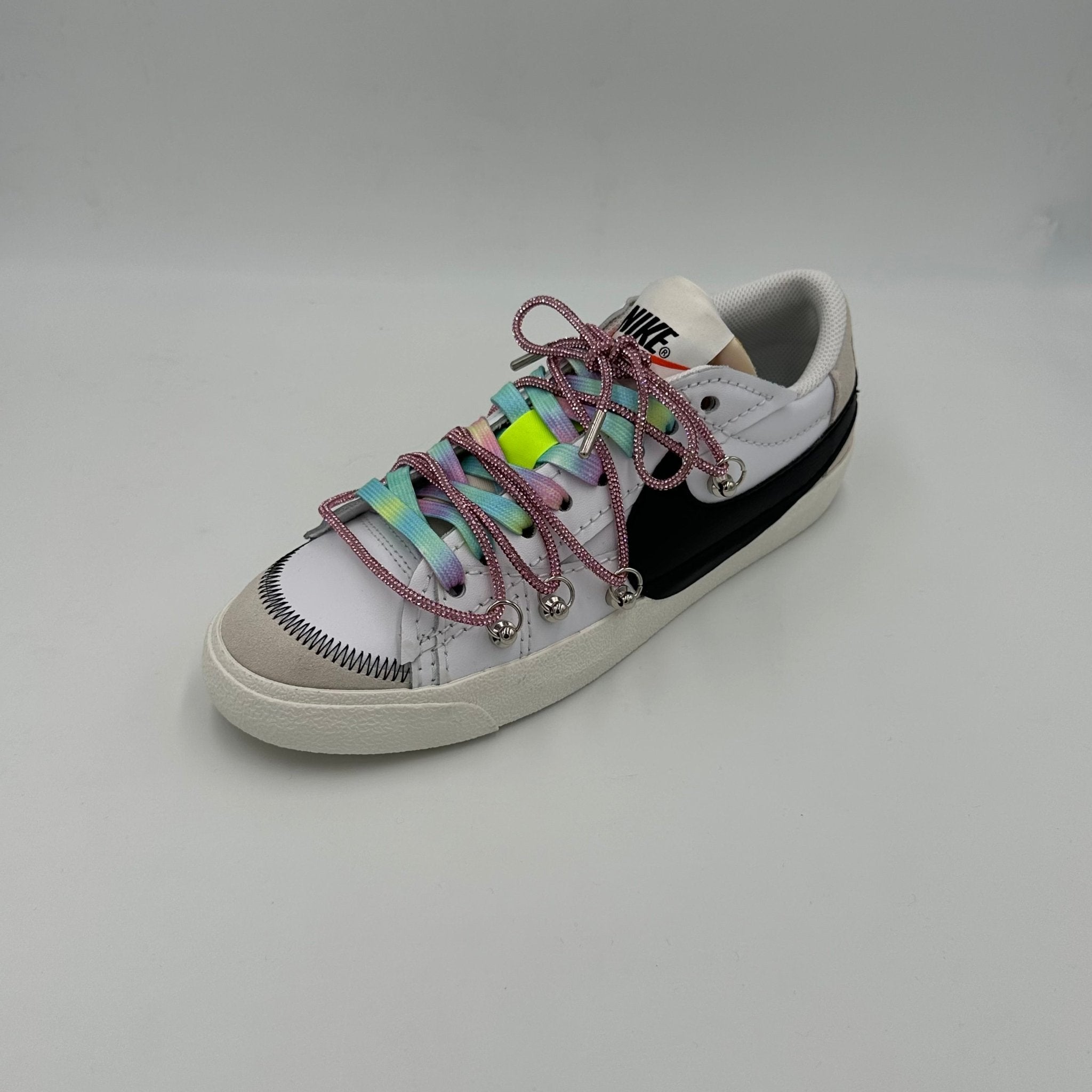 Nike Blazer Low '77 Jumbo White & Rainbow “Over Laces Swarovski Pink" - EV8 Style