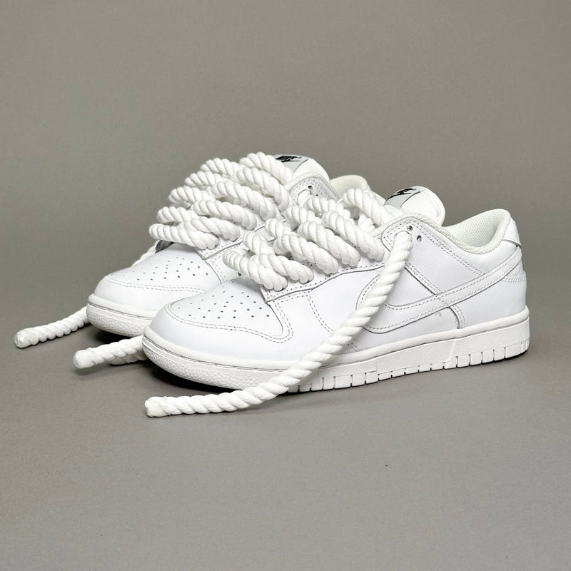 Nike Dunk Low "Rope Laces" Total White - EV8 Style