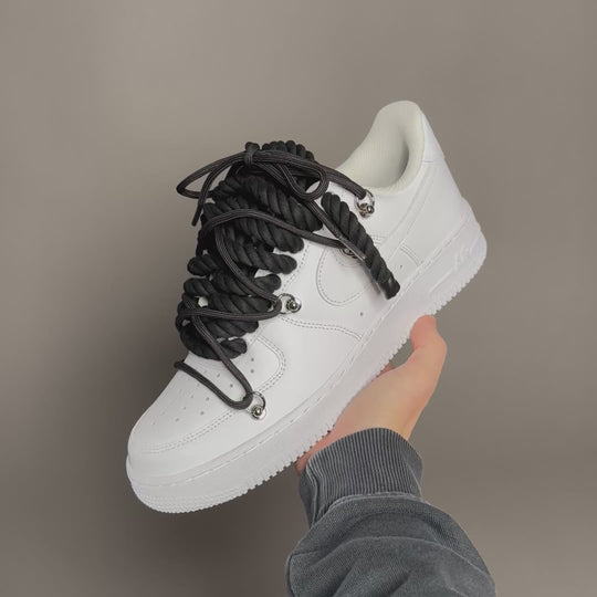 Nike Air Force 1 White “Rope Laces Black” Triple Black V1