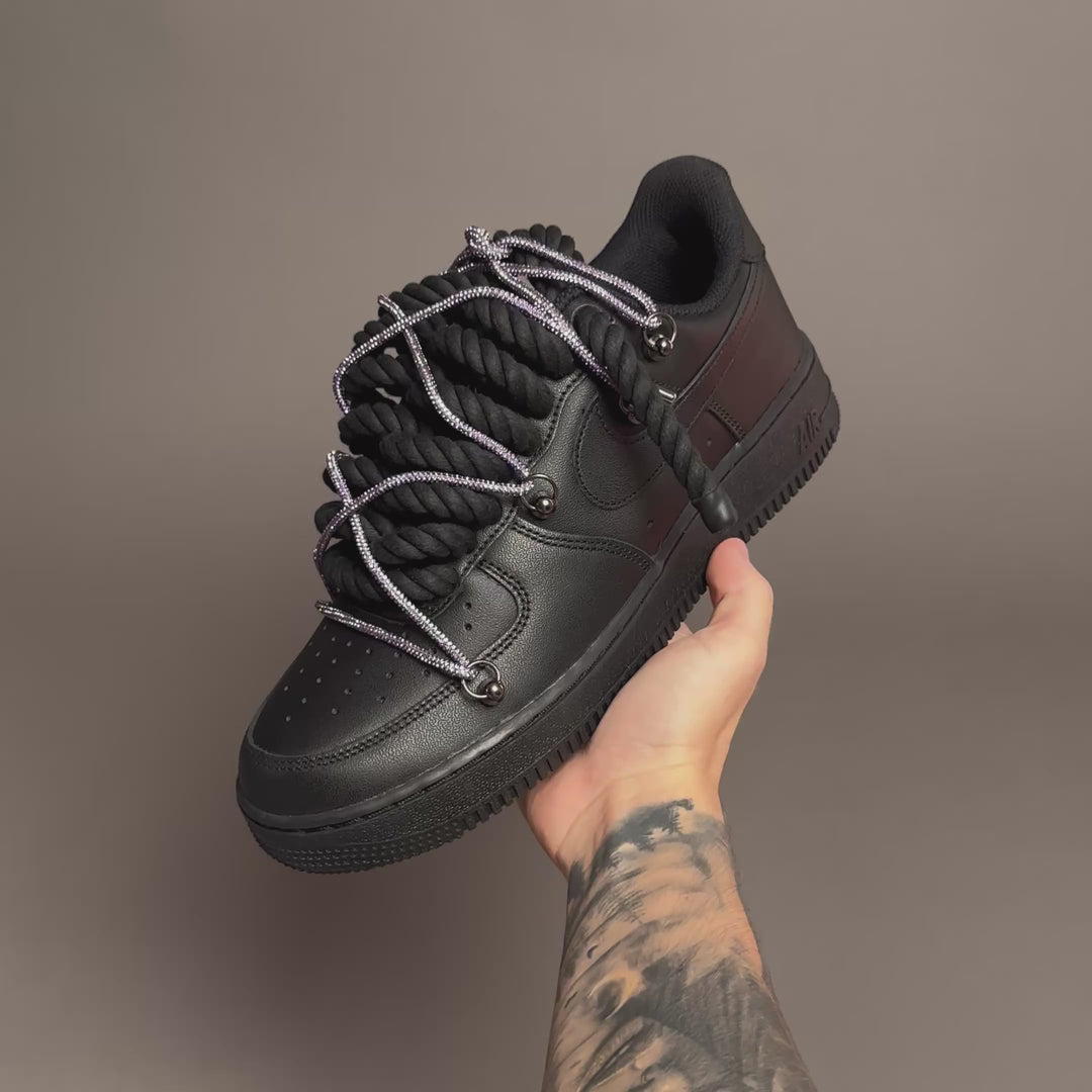 Nike Air Force 1 « Rope Laces Black » Triple Swarovski Noir