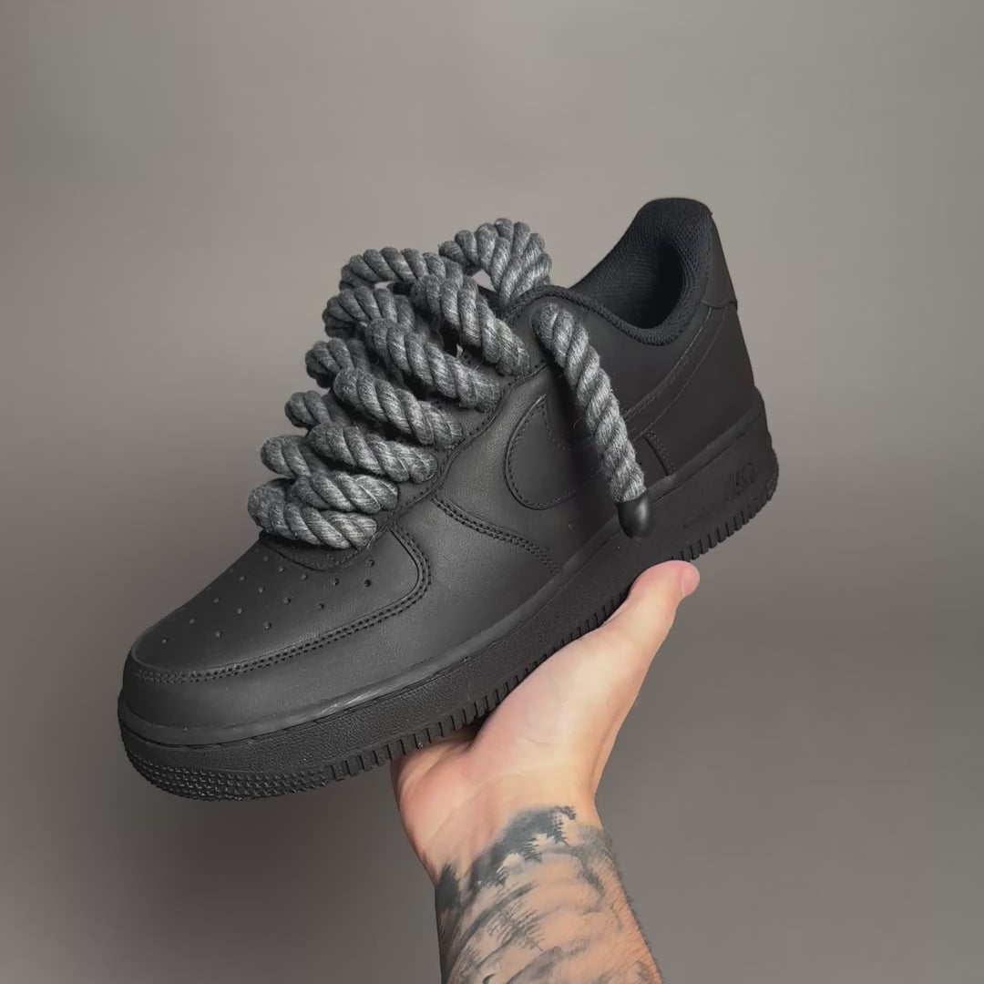 Nike Air Force 1 Matte Black “Rope Laces Anthracite”