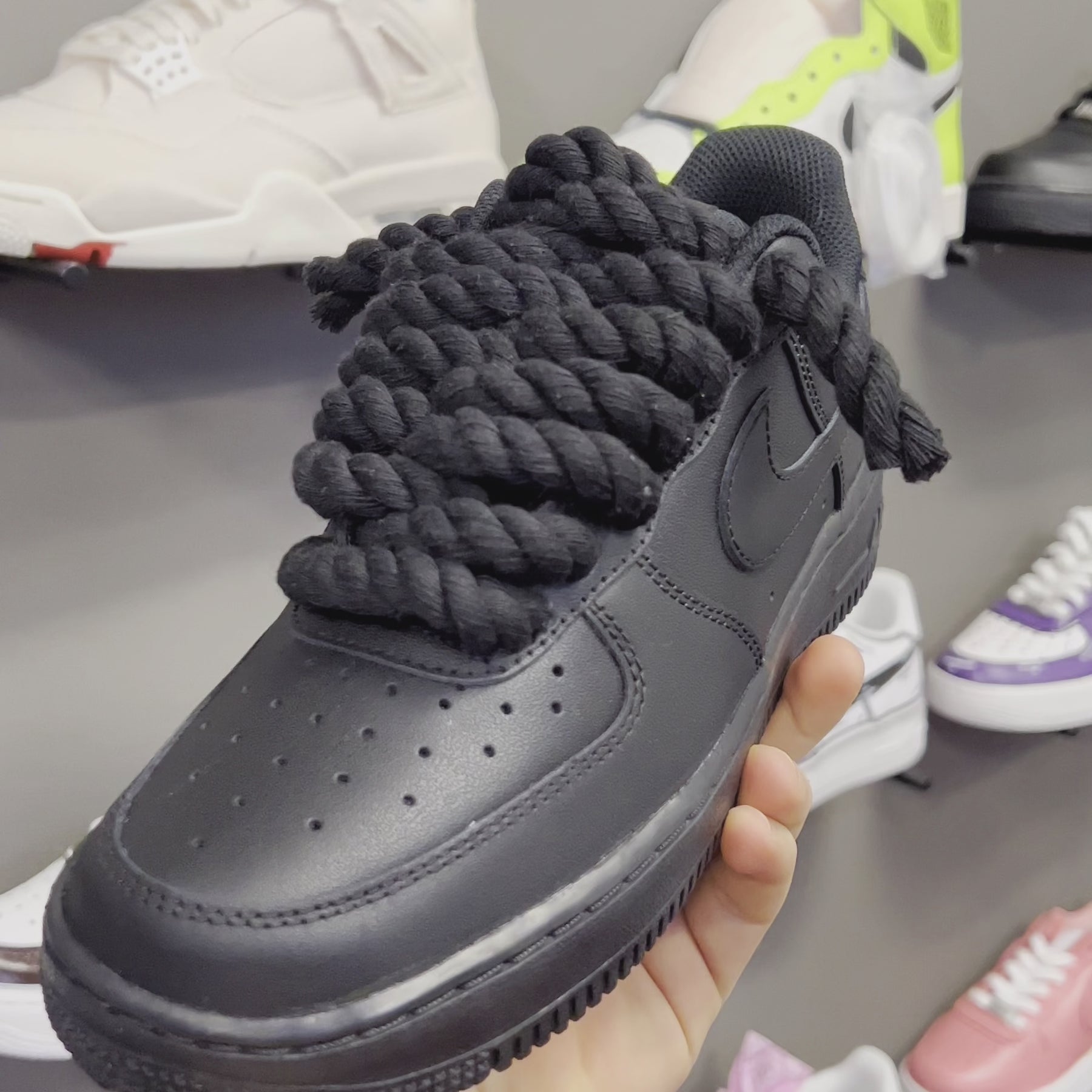 Black Nike Air Force 1 Rope Laces – AO XCLUSIVE