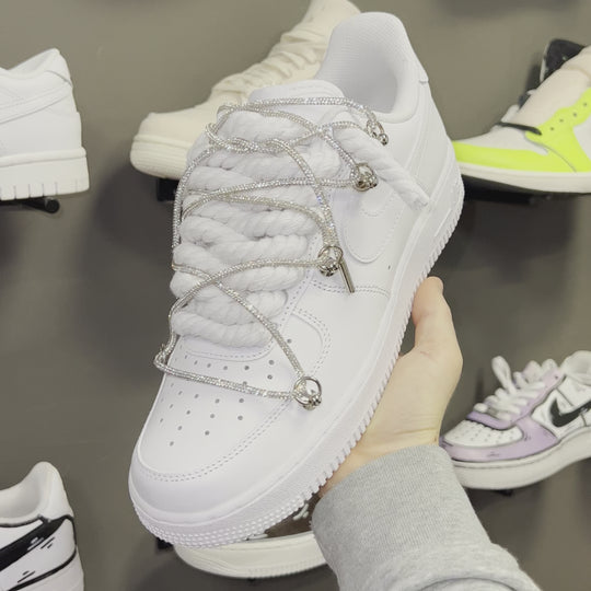 Nike Air Force 1 “Rope Laces White” Triple Swarovski Silver