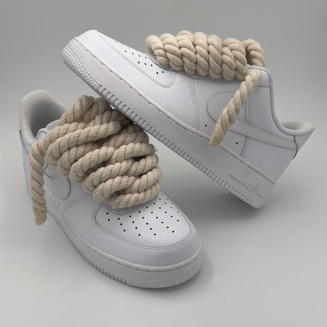Nike Air Force 1 Black White Custom Rope Lace 