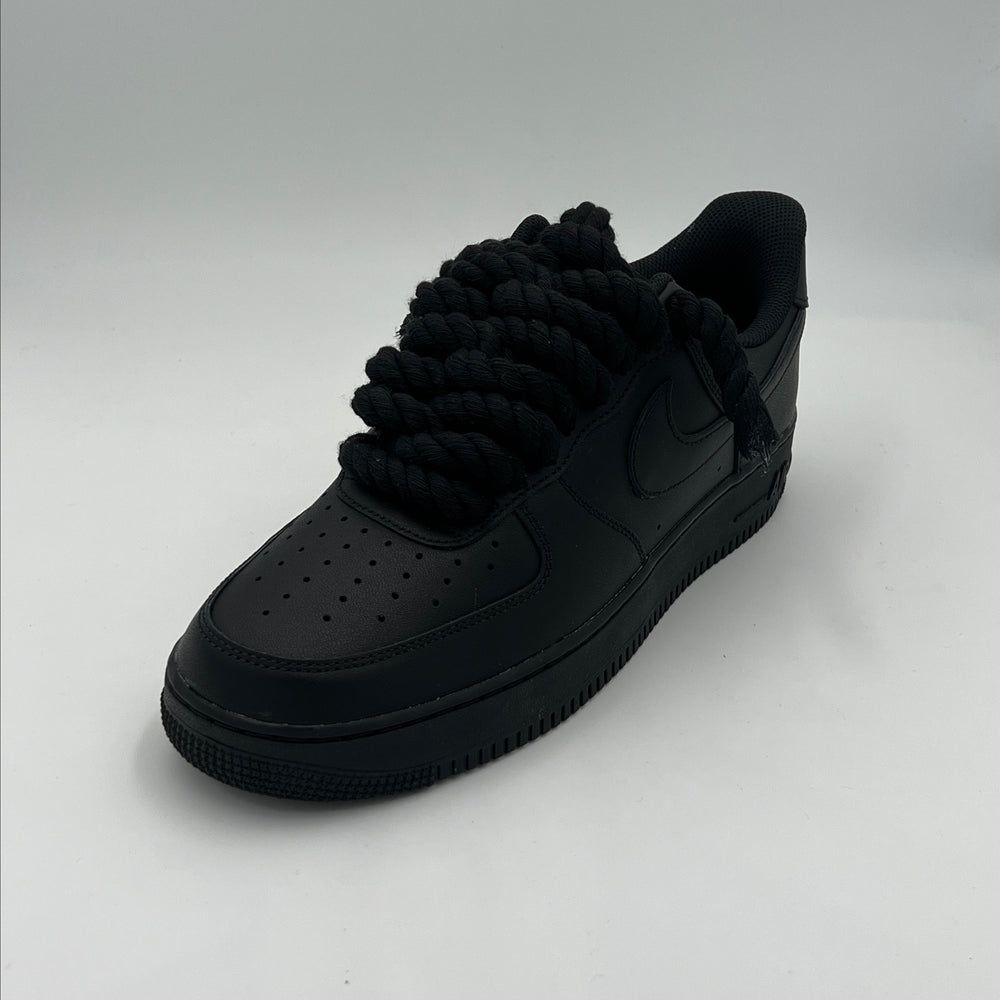 Nike Air Force 1 Black “Rope Laces” - EV8 Style