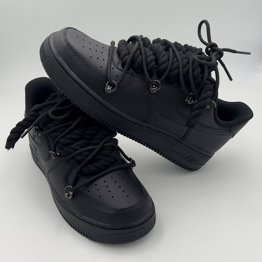Nike Air Force 1 “Rope Laces” Triple Black - EV8 Style