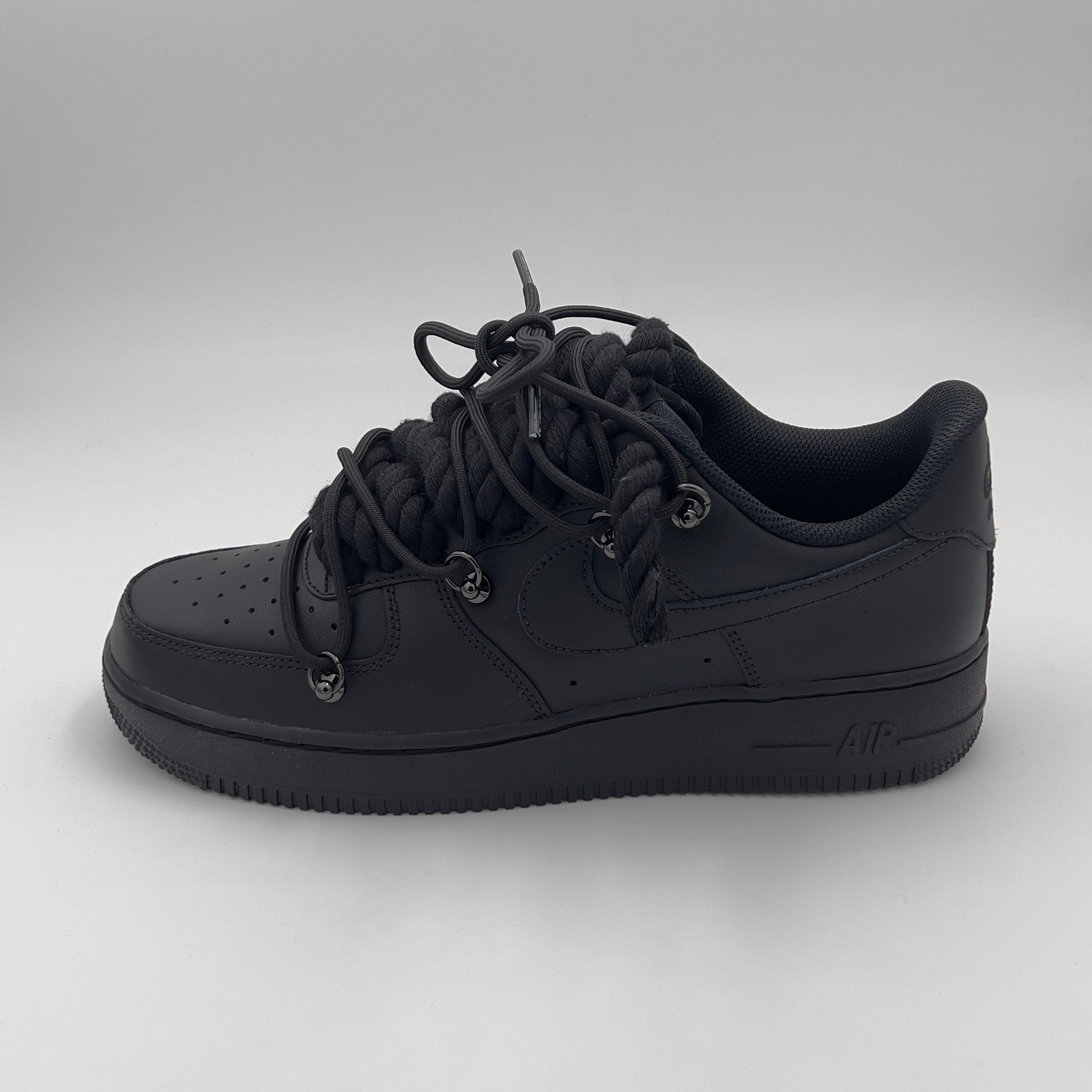 Nike Air Force 1 Rope Laces Triple Black EV8 Style