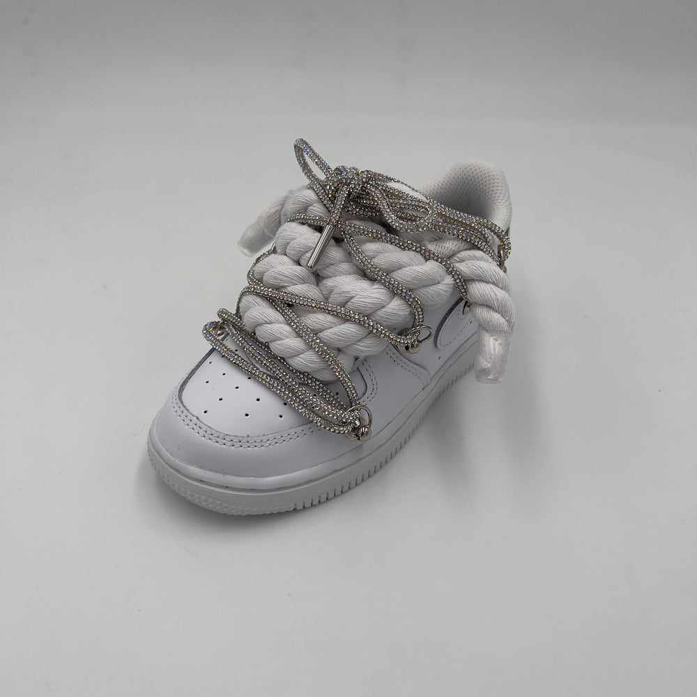 Nike Air Force 1 Baby “Rope Laces” Triple Swarovski - EV8 Style