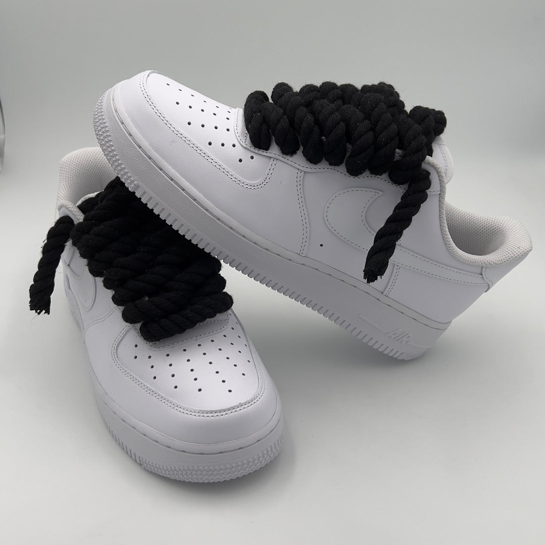 Nike Air Force 1 Black White Custom Rope Lace 
