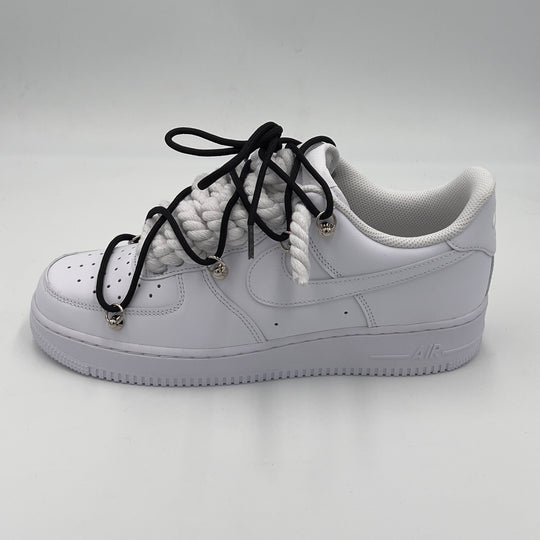 Nike Air Force 1 “Rope Laces” Triple White/Black - EV8 Style
