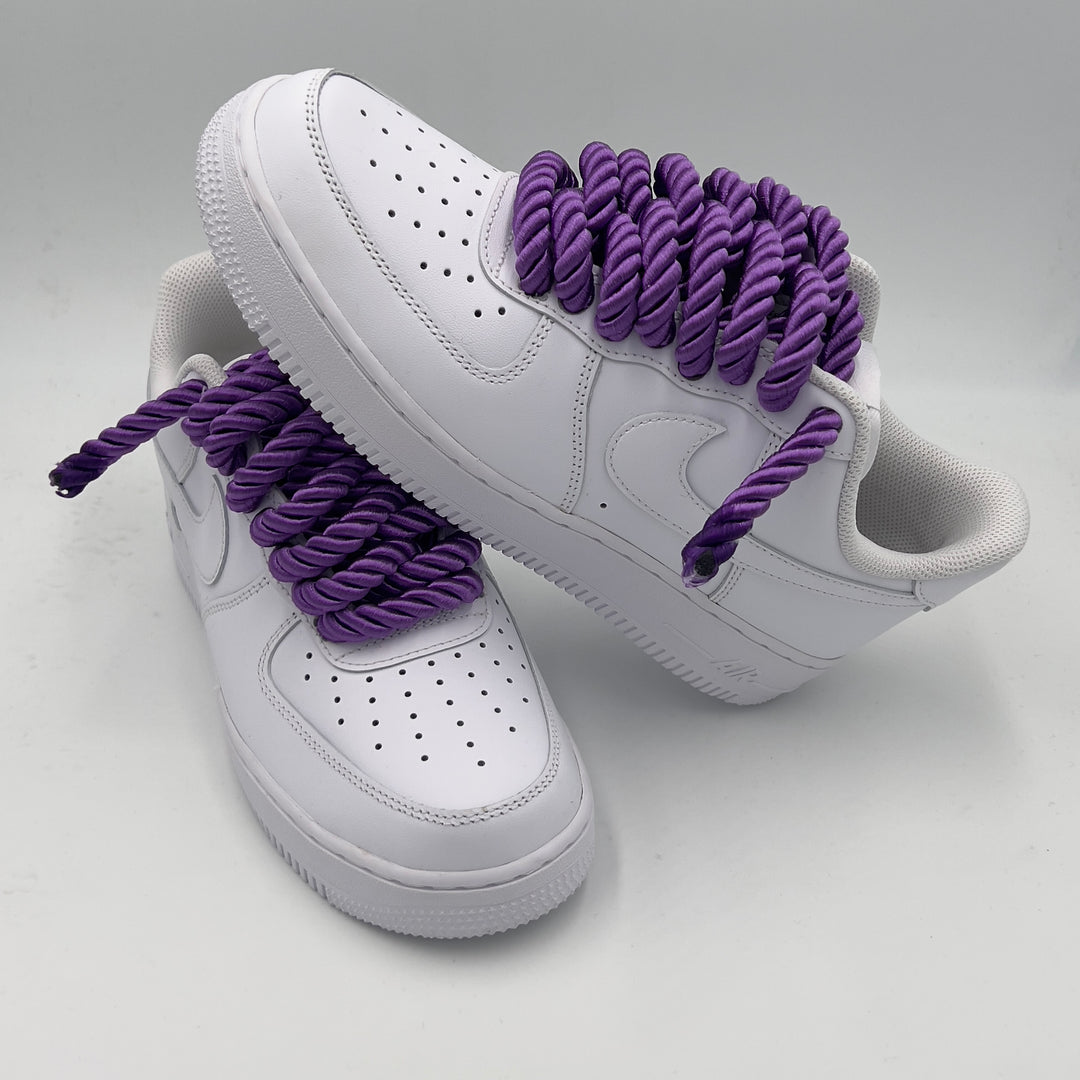 Nike Air Force 1 Low With Purple Rope Laces White Unisex Custom