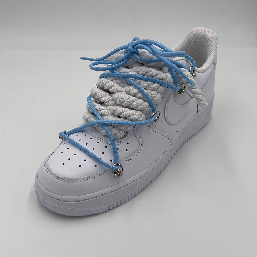 Nike Air Force 1 “Rope Laces” Triple White UNC - EV8 Style
