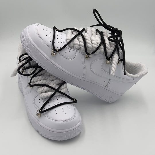 Nike Air Force 1 “Rope Laces” Triple White/Black - EV8 Style